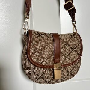 Brown Checkered Shoulder Bag